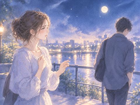背を向ける恋人を見つめる女性