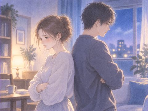 背中合わせで距離を取る兄弟姉妹