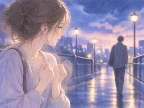 何度も拳を握り直す人物と遠い人影