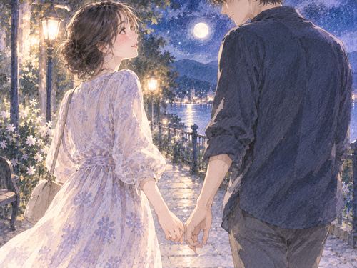 気になる人と指先から手を繋ぐ女性