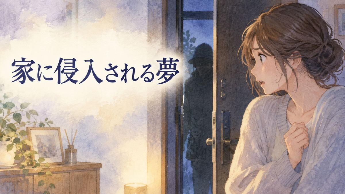 夜の家で開いた扉を不安そうに見る女性