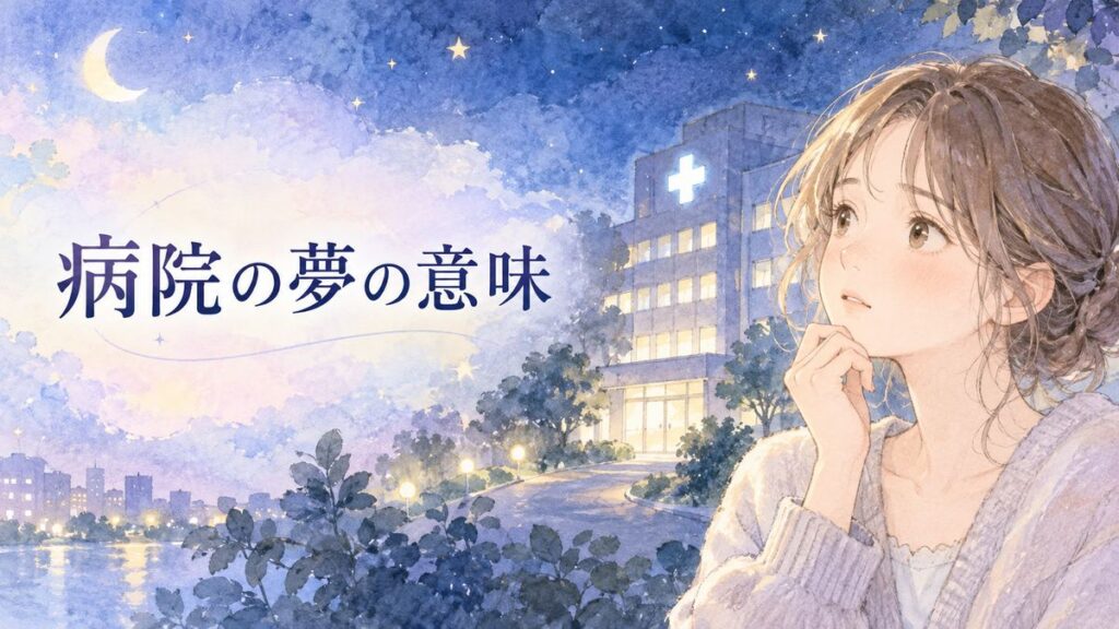 夜の病院を見つめる少し不安そうな大人の女性