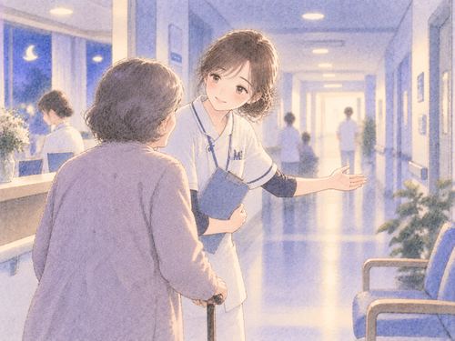 病院内で患者を支えながら働く女性