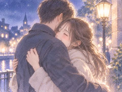 好きな人と嬉しそうに抱き合う女性