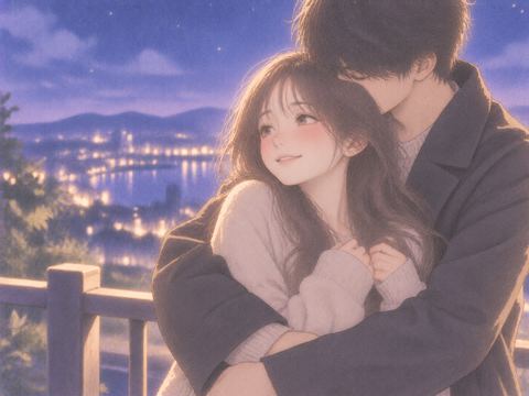 後ろから優しく抱きしめられる女性
