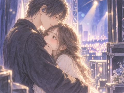憧れの男性に抱きしめられて喜ぶ女性
