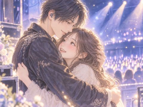 華やかな男性と夢の中で抱き合う女性