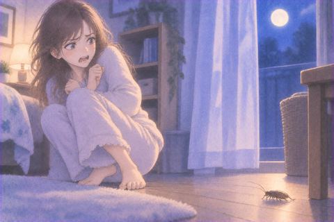 苦手な虫を見て距離を取る女性の夢の場面
