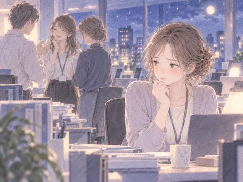 職場の人の言葉を気にする女性