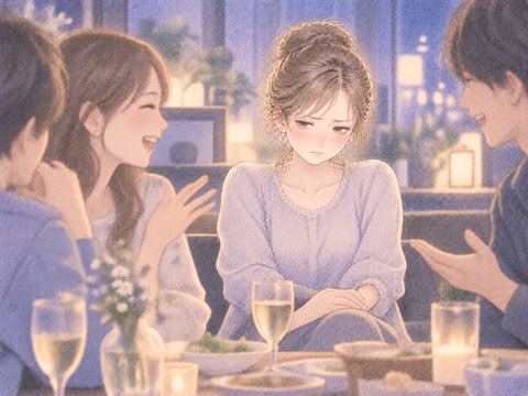 言葉を飲み込み静かに我慢する女性