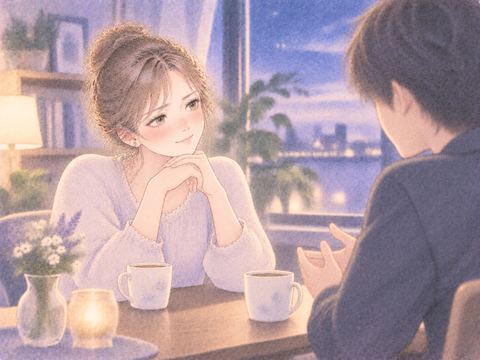 向かい合って穏やかに話す二人
