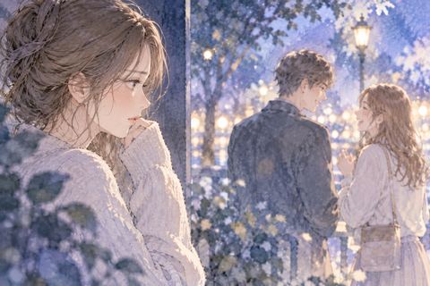 別の女性と話す彼氏を見つめる女性