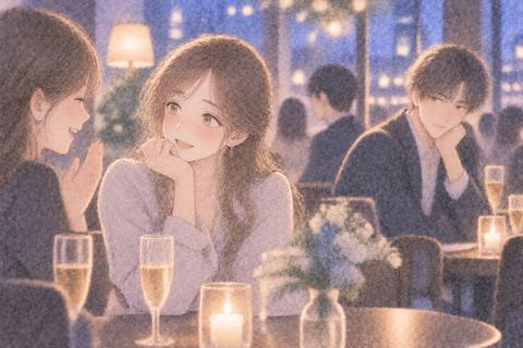 女性を気にして見つめる好きな人