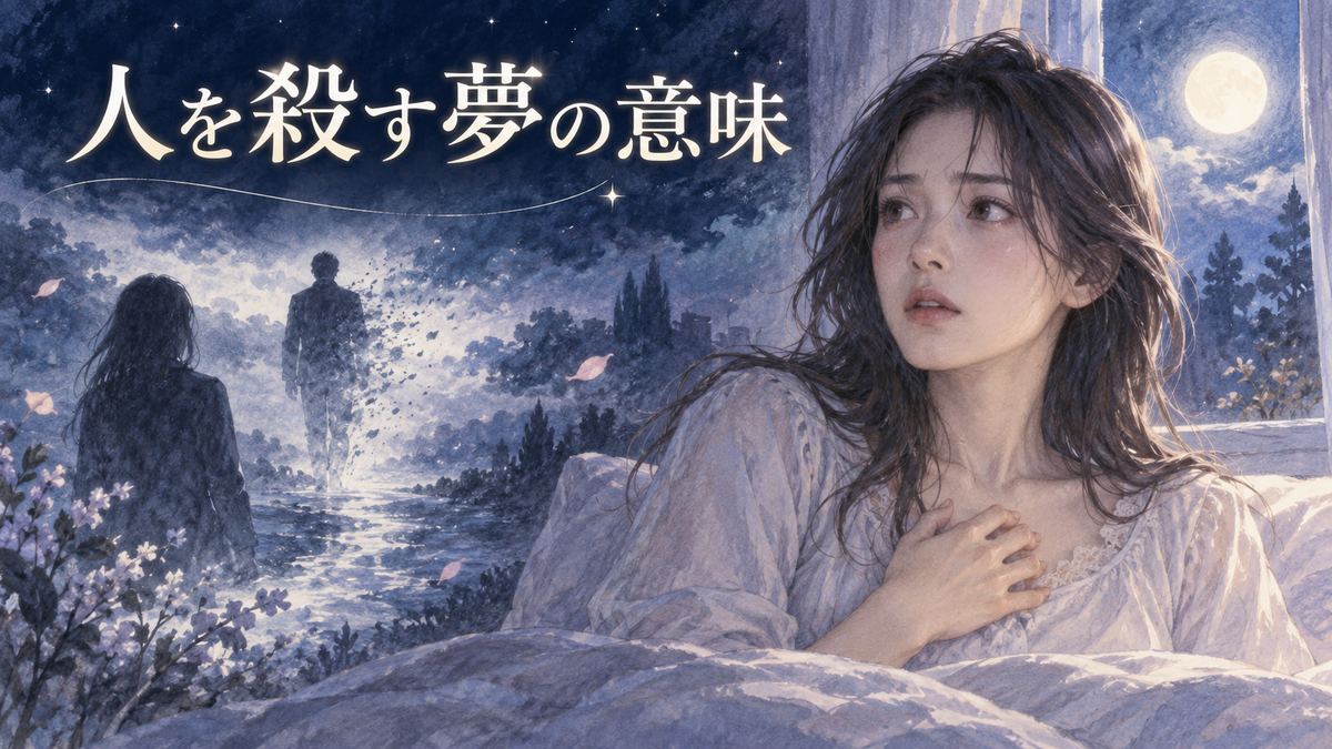 夜の部屋で夢の人影を見つめる不安そうな大人の女性