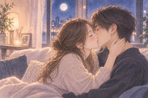 恋人と穏やかにキスする大人のカップルの夢