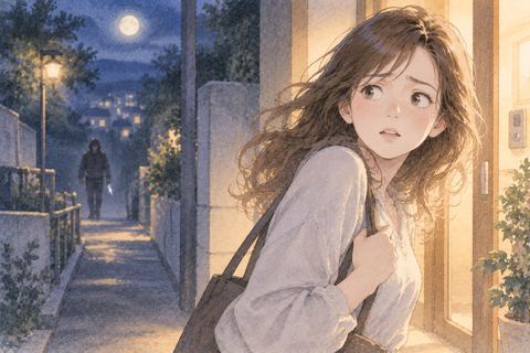 明るい場所へたどり着き安堵する女性