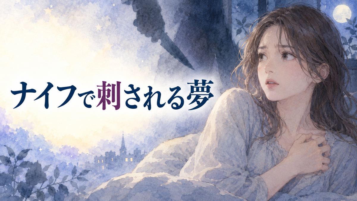 夜にナイフの影を見つめる大人の女性