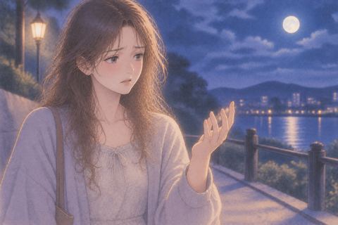 差し出しかけた手を見つめる女性
