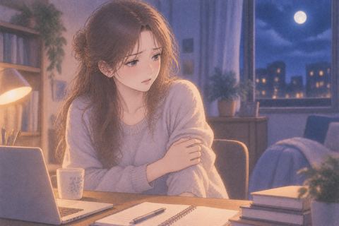 腕を押さえて立ち止まる女性