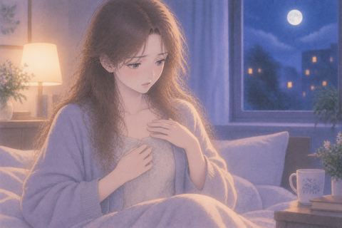 胸元を確かめ不思議そうにする女性