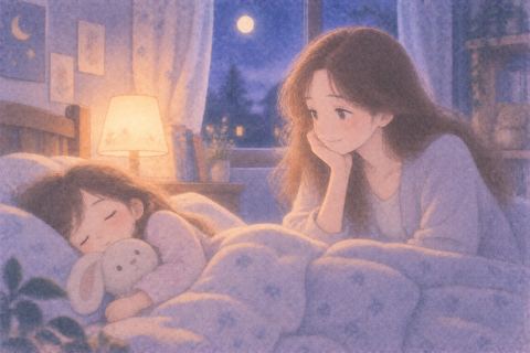 子供を優しく見守る女性
