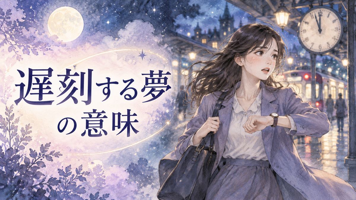 夜の駅前で時計を見ながら焦る大人の女性と遠ざかる電車
