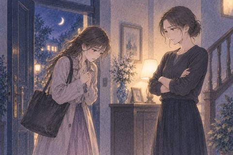 到着先で相手の厳しい表情を前に緊張する人物