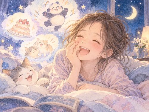 夢の中で思わず吹き出して笑う女性