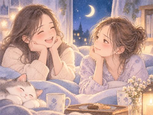 知っている人の笑顔を穏やかに見る女性