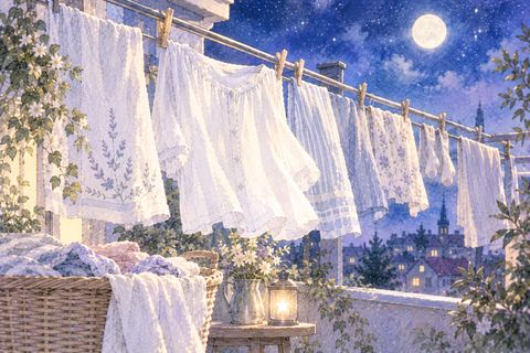 静かに並んで干されている洗濯物