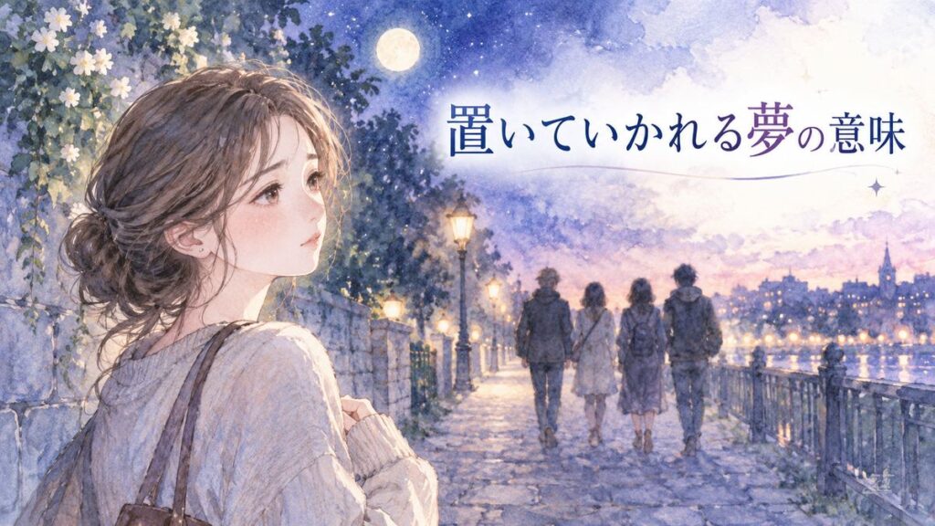 遠ざかる人影を見つめる夜道の大人の女性