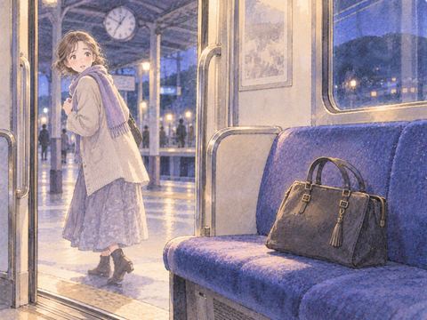電車の座席に置き忘れられたカバン