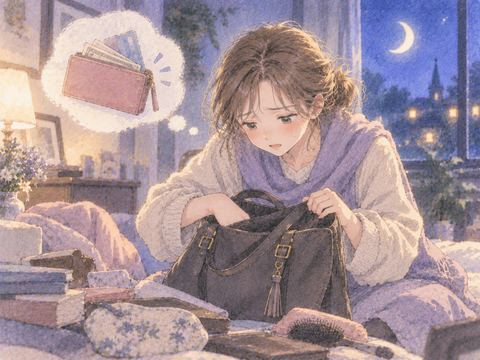 財布の入ったカバンを探して焦る女性