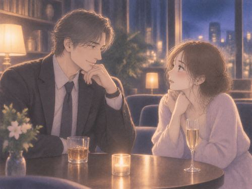 落ち着いた年上の男性と向き合う女性