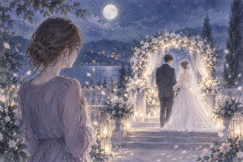 好きな人の結婚式を少し離れた場所から見つめる女性の夢