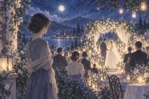 知らない新郎新婦の結婚式を少し離れて眺める人物の夢