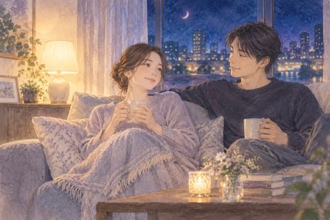 結婚後の穏やかな部屋でほっとした表情を浮かべる女性の夢