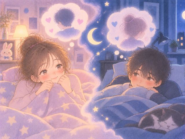 別々の部屋で夢を思い返す女性と男性