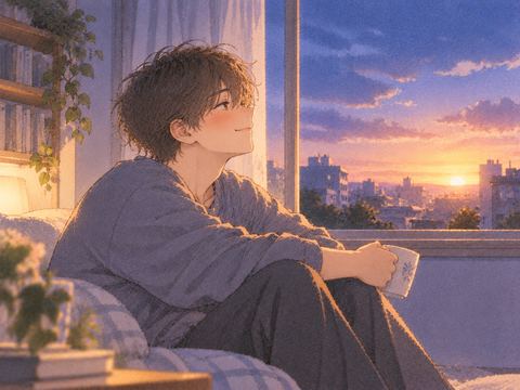 夜明け前に安堵した表情を見せる男性