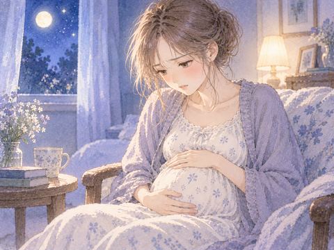 夢の中でお腹に手を添え座る女性