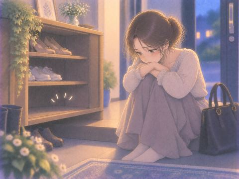お気に入りの靴がなくなり悲しむ女性