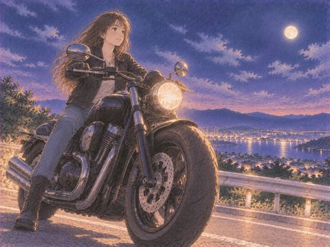 存在感のある大型バイクに乗る女性