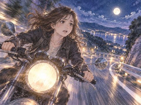 止められないバイクに戸惑う女性