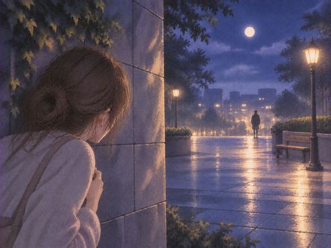 遠く離れた人影と遮蔽物のある夜の夢
