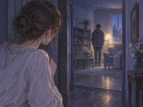 見覚えのある人影を遠くから見つめる夢の場面