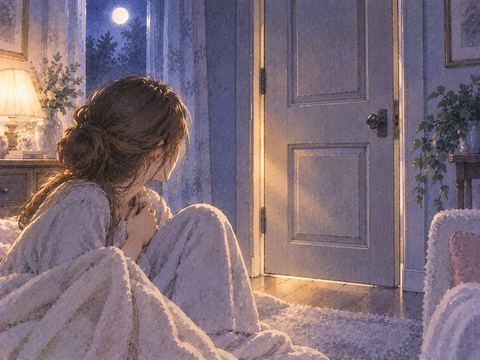 明るい部屋へ続く閉じた扉と静かな夜の夢