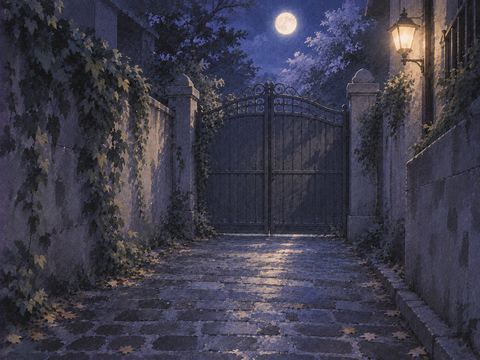 行き止まりの夜道と閉じた門を描いた夢