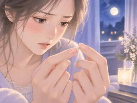 細い亀裂が入った爪を指先で確かめる手元