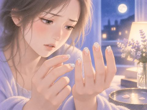 表面と先端が少しずつ欠けてボロボロになった爪の手元