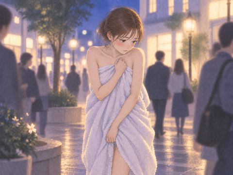 布で身を包み視線を伏せる女性